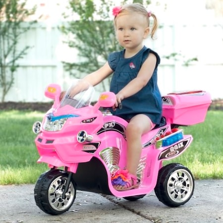 Toy Time Ride-On Motorcycle- 6V Battery Powered Pink Toy Trike- 3 Wheeled Motorized Bike 514011GUH